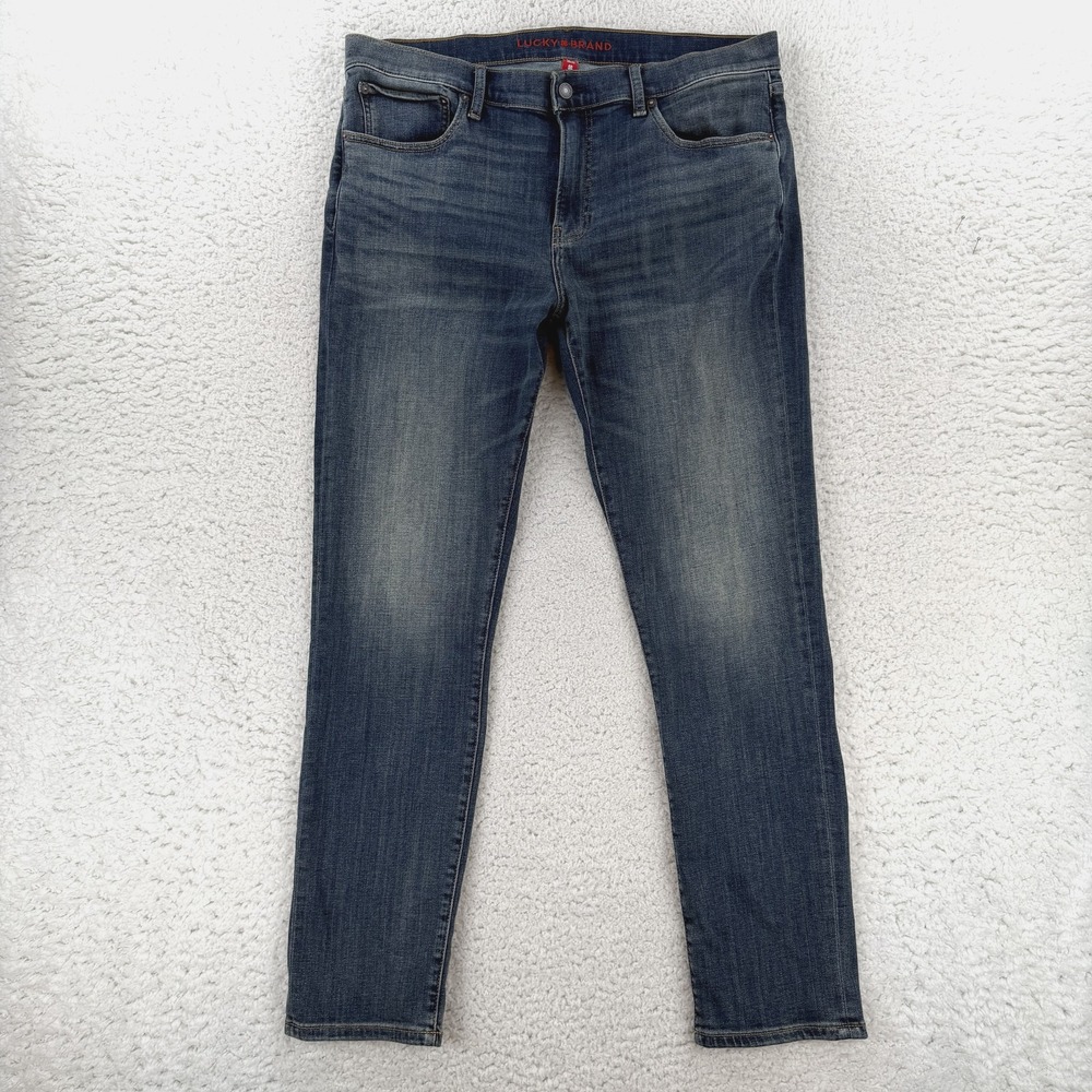 Lucky Brand 121 Slim Straight Jeans Mens 36x32 Blue Stretch Denim Pants Casual
